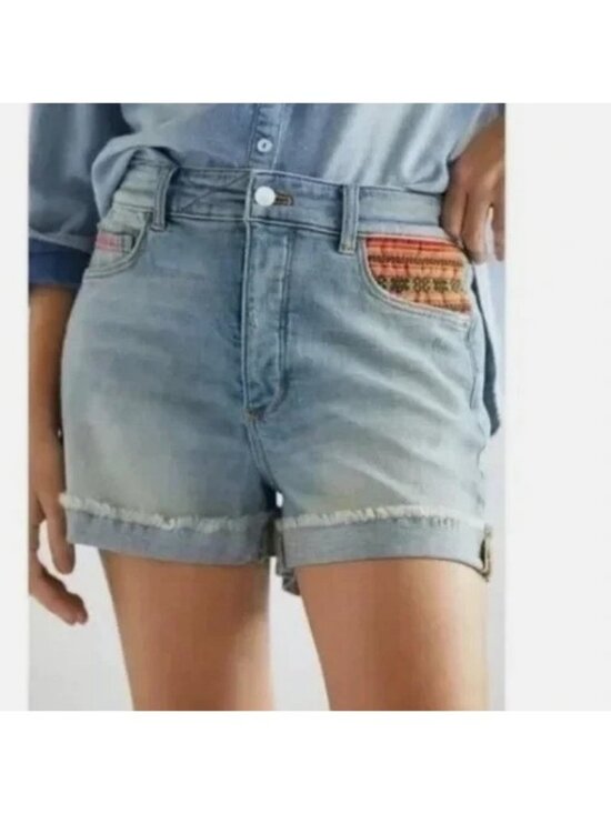 Anthropologie Pants - Anthropologie Pilcro Signature High Rise Embroidered Western Denim Short 29